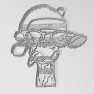 NAVIDAD JIRAFA CON GORRO CORTANTE MARCADOR de 16 cm