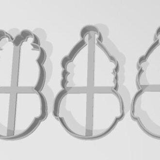 NAVIDAD RENO- PAPA NOEL- MUÑECO DE NIEVE CONTORNO de 8 cm set x 3 piezas