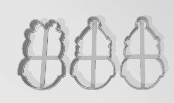 NAVIDAD RENO- PAPA NOEL- MUÑECO DE NIEVE CONTORNO de 8 cm set x 3 piezas